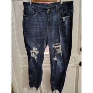 Judy Blue Jeans Womens 22W Blue Medium Wash Skinny Fit Stretch Denim Destroyed